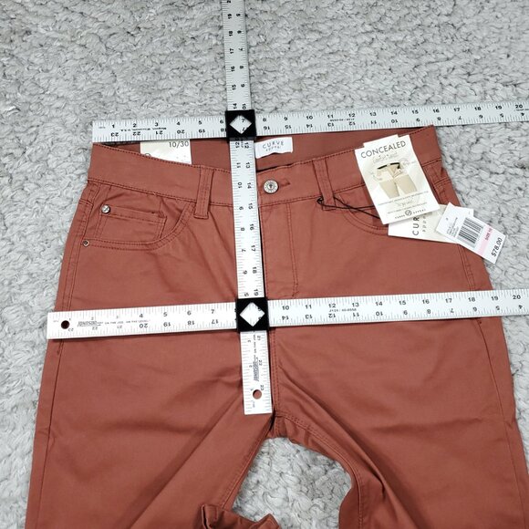 Curve Appeal Twill High Rise Comfort Waist Skinny Pants Stretch Brown Size 10 30 - Picture 7 of 8